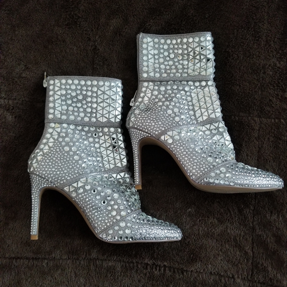 Steve Madden rhinestone mirrored boots  size 6 1/2